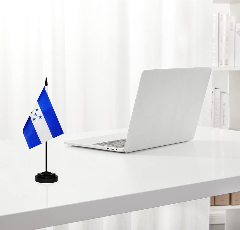 BCLin Honduras Desk Flag Set, 2 Pack Honduran Table Office Flags, Small Mini Desktop Flag With 12" Solid Black Pole, Black Base, Miniature Desktop Flag - Image 5